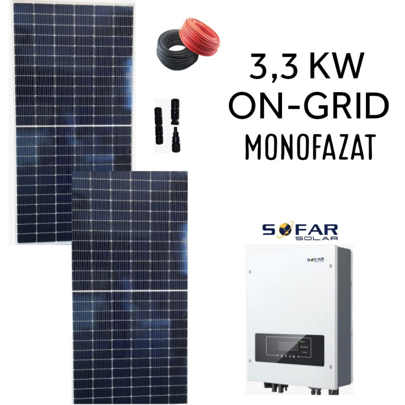 Kit sistem fotovoltaic monofazat 3,3 kw GATA DE MONTAJ